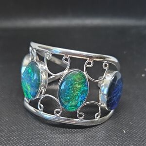 Nwot! Sterling Cuff Dichronic Glass Large